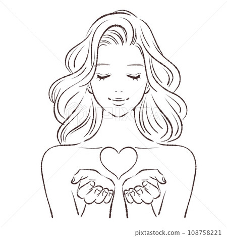 Goddess/God/Angel/Cupid/Illustration material of a woman holding a heart in her hand 108758221