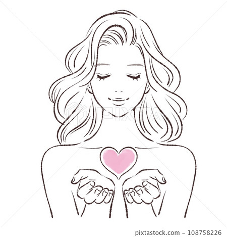 Goddess/God/Angel/Cupid/Illustration material of a woman holding a heart in her hand 108758226