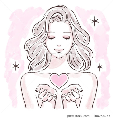 女神/上帝/天使/丘比特/手裡拿著一顆心的女人插畫素材 女神/上帝/天使/丘比特/手裡拿著一顆心的女人插畫素材 108758233