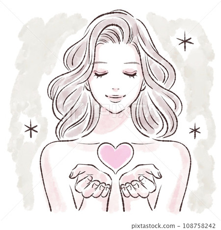 Goddess/God/Angel/Cupid/Illustration material of a woman holding a heart in her hand Goddess/God/Angel/Cupid/Illustration material of a woman holding a heart in her hand 108758242
