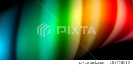 Rainbow color wave lines on black. Techno or business abstract background for posters, covers, banners, brochures, websites Rainbow color wave lines on black. Techno or business abstract background for posters, covers, banners, brochures, websites 108758610