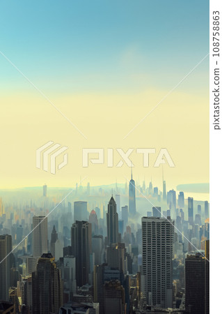 Illustration of a hazy skyscraper city 108758863