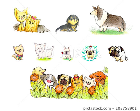 手繪可愛的小狗插畫 108758901