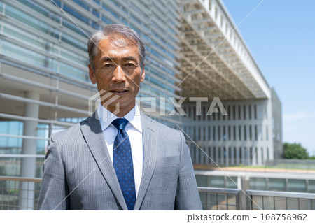 Middle businessman office building blue sky 108758962