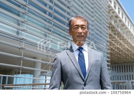 Middle businessman office building blue sky 108758964