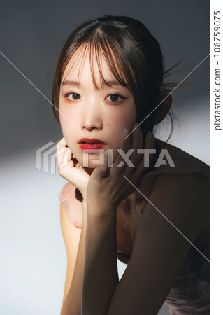 一個有著時尚髮型和化妝的女人的時尚肖像 一個有著時尚髮型和化妝的女人的時尚肖像 108759075
