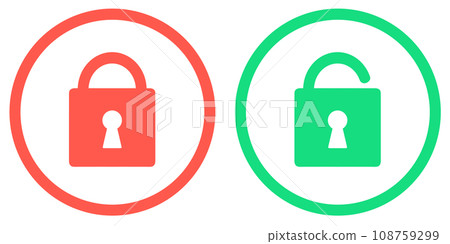 simple red and green padlock simple red and green padlock 108759299