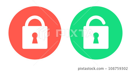 simple red and green padlock simple red and green padlock 108759302