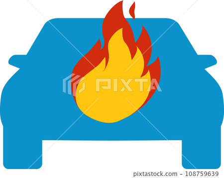 Car is covered with fire, insurance icon, symbol Car is covered with fire, insurance icon, symbol 108759639