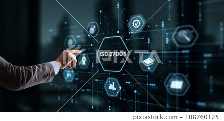 ISO Standard certification standardisation quality control concept on virtual screen 108760125