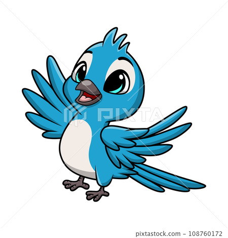 Cute blue jay cartoon on white background 108760172