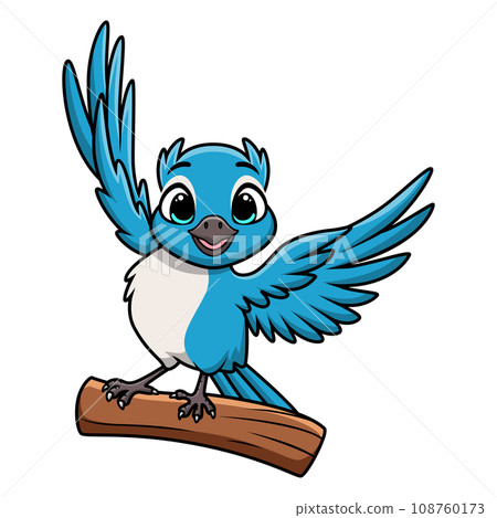 Cute blue jay cartoon on white background 108760173