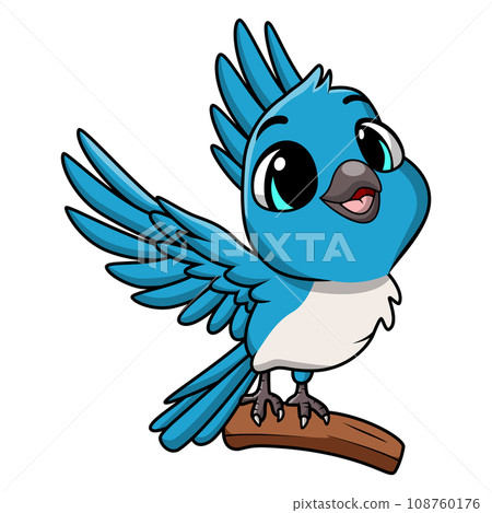 Cute blue jay cartoon on white background 108760176