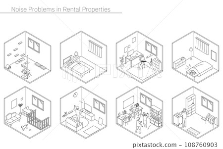 Noise problems in rental properties: Living sounds in condominiums and apartments 108760903