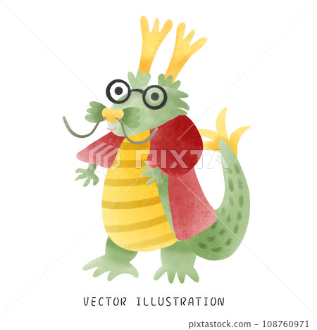 手工水彩龍，吉祥2024農曆新年 108760971