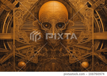 賽博龐克風格的骷髏設計,融合未來科技與古代哲學的AI影像 賽博龐克風格的骷髏設計,融合未來科技與古代哲學的AI影像 108760974