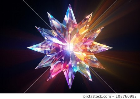 反映宇宙深處的閃亮水晶星的數位藝術插圖 AI 圖像 108760982