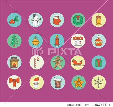 christmas and new year icon. vector. flat design style 108761103