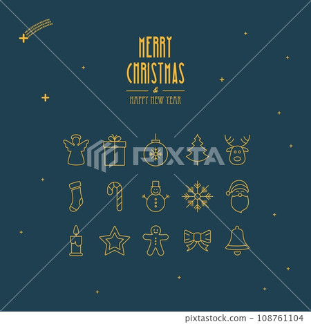 new year greeting card with cute icons 108761104