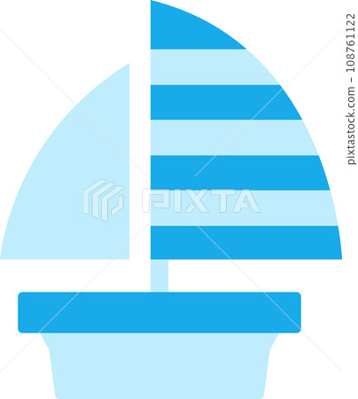 simple blue illustration of a yacht simple blue illustration of a yacht 108761122