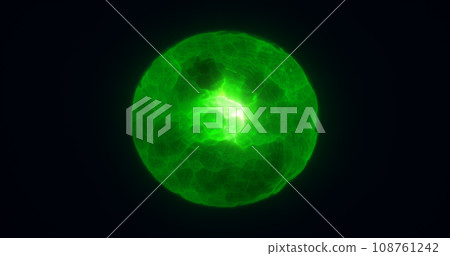 Energy abstract green sphere of glowing liquid plasma, electric magic round energy ball background Energy abstract green sphere of glowing liquid plasma, electric magic round energy ball background 108761242