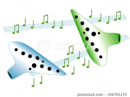 可愛的彩色陶笛與音符 108761255