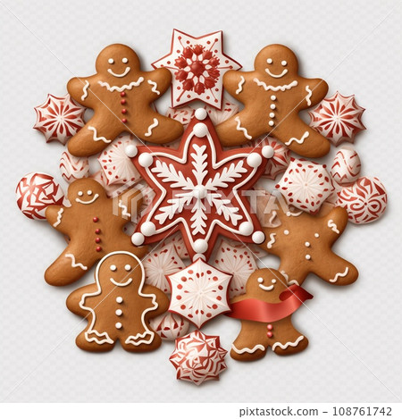 Gingerbread isolated on a white background. Christmas cookies. Gingerbread isolated on a white background. Christmas cookies. 108761742