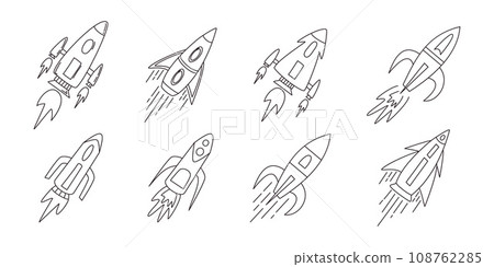 Rocket set vector icon illustration template vector. spaceship or spacecraft symbol launch fast flying for space. New business start up 108762285