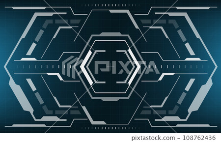 HUD sci-fi interface screen view hexagon geometric on blue design virtual reality futuristic technology creative display vector 108762436