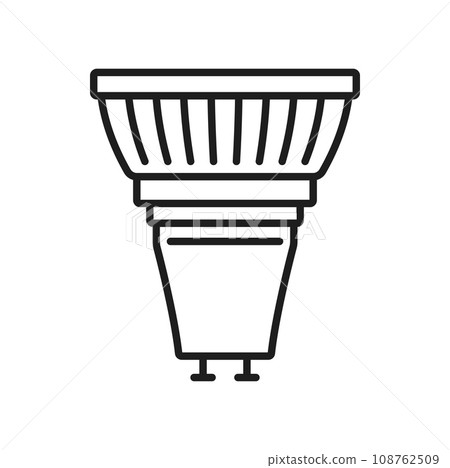 Light bulb and LED lamp thin line icon or sign. Modern lightbulb, electricity saving illumination technology or eco LED or halogen lamp with GU10 socket outline vector icon or symbol 108762509