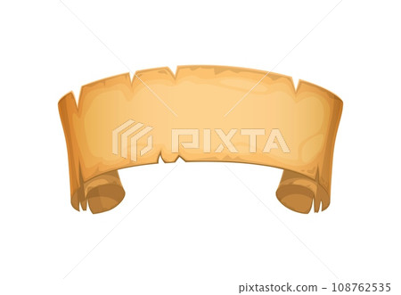 Old manuscript, vintage paper scroll, ancient treasure map parchment, antique papyrus. Antique blank treasure map, old ripped document background or history ancient manuscript cartoon vector roll 108762535