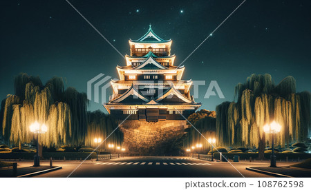 夜晚的城市燈光照亮了城堡 108762598