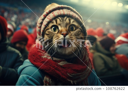 Sport fans cheer and celebrating a winning tournament in stadium. Generative AI Sport fans cheer and celebrating a winning tournament in stadium. Generative AI 108762622