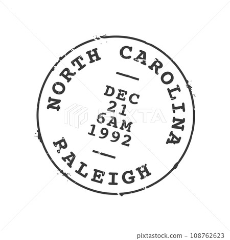 Raleigh postage and postal stamp. United States of America post letter, greeting card or parcel mark imprint, postage North Carolina US state, Raleigh city vector mail departure or arrival ink stamp Raleigh postage and postal stamp. United States of America post letter, greeting card or parcel mark imprint, postage North Carolina US state, Raleigh city vector mail departure or arrival ink stamp 108762623