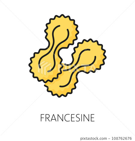Francesine dry pasta isolated bow shape traditional dough and wheat product. Vector italian cuisine food outline icon 108762676