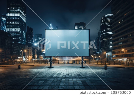 Digital signage board in a public place, ideal for customization. Generative AI 108763060