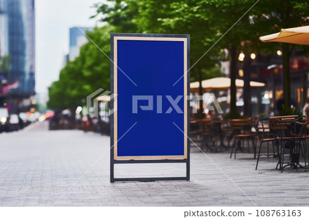 Digital signage board in a public place, ideal for customization. Generative AI 108763163