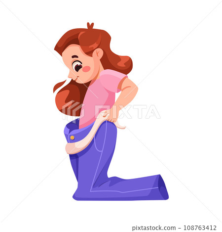 Little Girl Dress Up as Adult Wearing Oversized Pants Clothes Vector Illustration Little Girl Dress Up as Adult Wearing Oversized Pants Clothes Vector Illustration 108763412