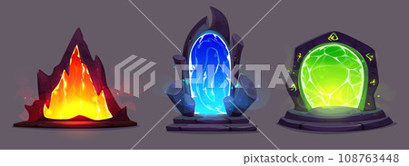 Magic game portals set isolated on background 108763448