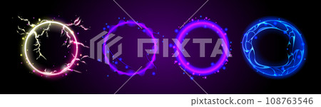 Magic circle light effect with neon glow energy Magic circle light effect with neon glow energy 108763546