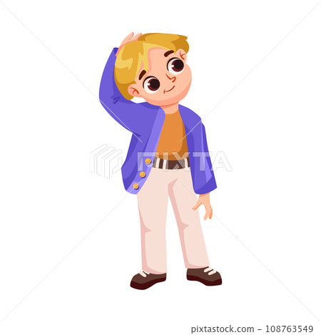 Stylish Boy Character Wear Fashion Apparel and Clothes Vector Illustration Stylish Boy Character Wear Fashion Apparel and Clothes Vector Illustration 108763549