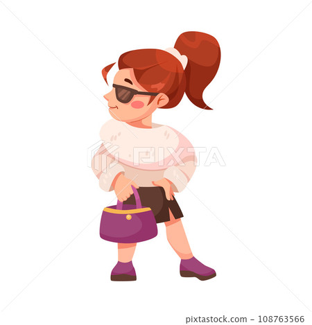 Stylish Girl Character Wear Fashion Apparel and Clothes Vector Illustration 108763566