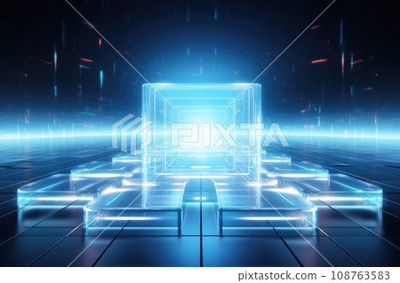Futuristic technology background, Digital Geometric. Generative AI 108763583