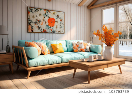 Modern Living Room with Sofa and Decorations Modern Living Room with Sofa and Decorations 108763789