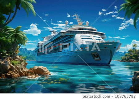 Large cruise ship. The concept of exclusive tourism in the ocean sea travel on vacation in summer Large cruise ship. The concept of exclusive tourism in the ocean sea travel on vacation in summer 108763792