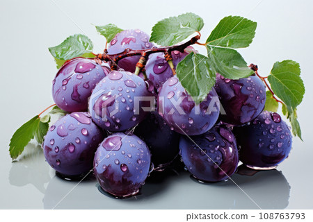Group of plums with leaf Group of plums with leaf 108763793
