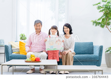 Happy Three Generation Family 108764443