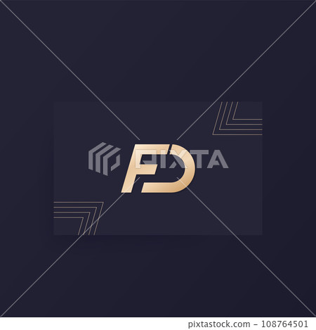 FD letters, monogram design on a card 108764501