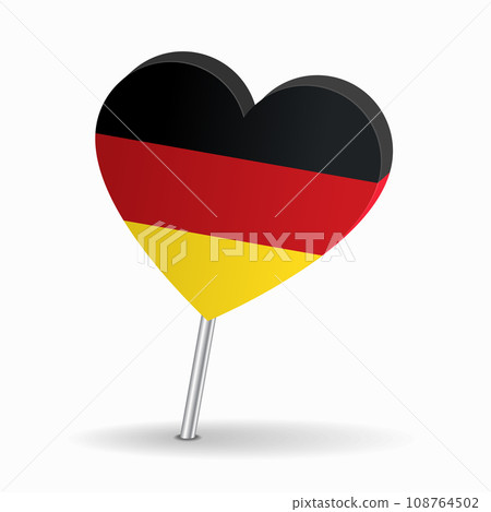 German flag heart-shaped map pointer layout. Vector illustration. 108764502