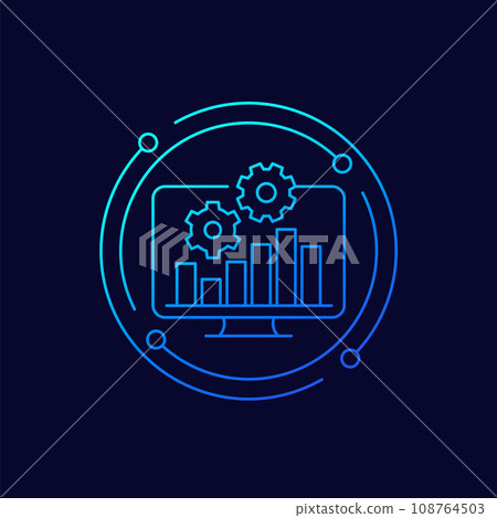 performance icon with a graph, linear design performance icon with a graph, linear design 108764503